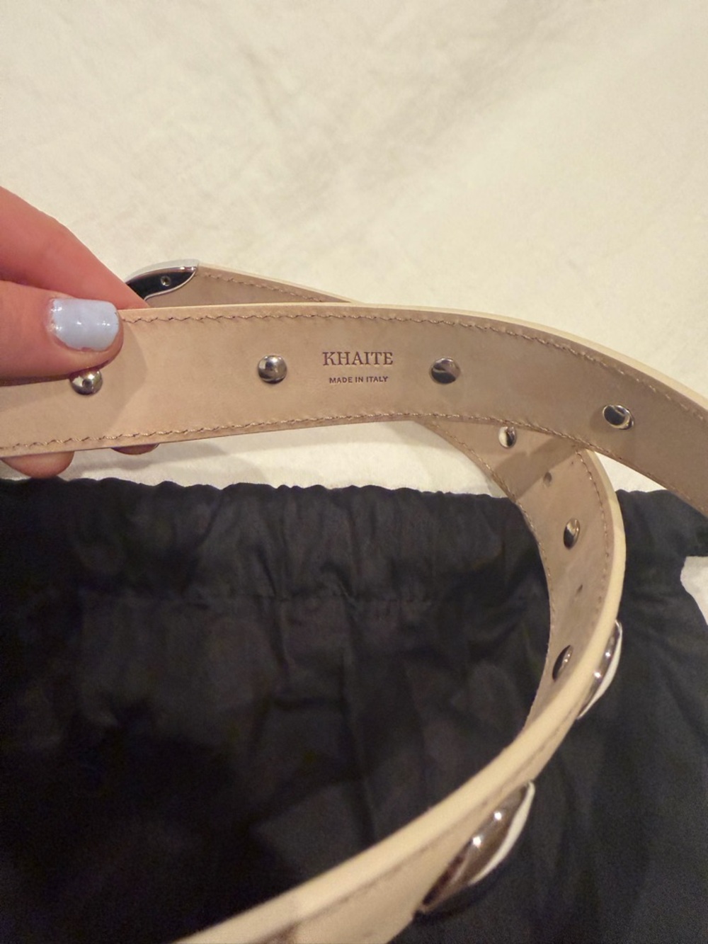 KHAITE Benny Studded Belt in Dark Ivory Leather *with dust bag - Picture 3 of 5